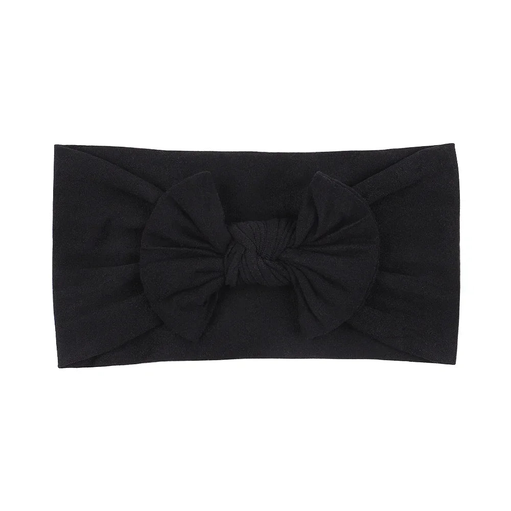 1Pc Simple Solid Color Broadside Bowknot Headband for Baby Girl Elastic Hair Band Basic Turban Headwear Infant Hair Accessories