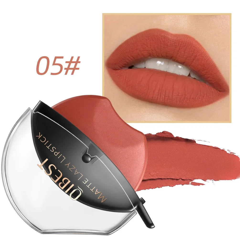 Lip-shaped Lipstick Makeup Lazy Lipstick Velvet Matte Moisturizing Lip Gloss Waterproof Non-stick Cup Long Lasting Makeup