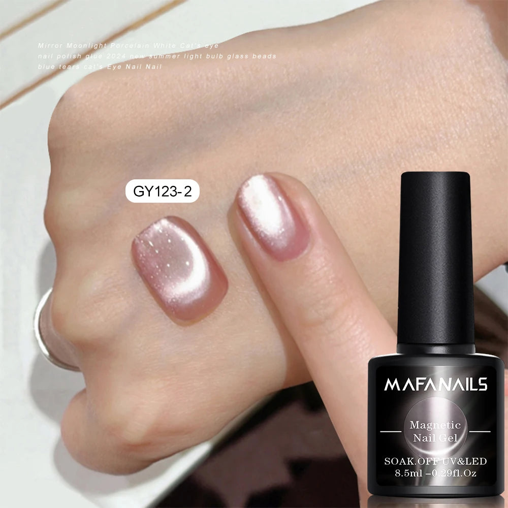 8.5ml Nude Pink Water Light Cat Eye Gel Semi Permanent Holographic Crystal Magnetic Gel Polish For Nail Art DIY Nail Varnish