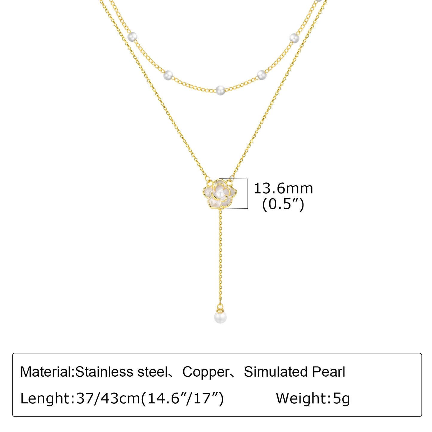 Gold Plated Lariat Necklace for Women, Double Laryered Long Chain Drop Pendant Choker Necklaces Fashion Gifts