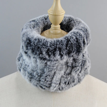 Good Elastic Rex Rabbit Fur Ring Scarves Winter Warm Women Genuine Rex Rabbit Fur Scarf Knitted Real Natural Fur Wraps Headbands