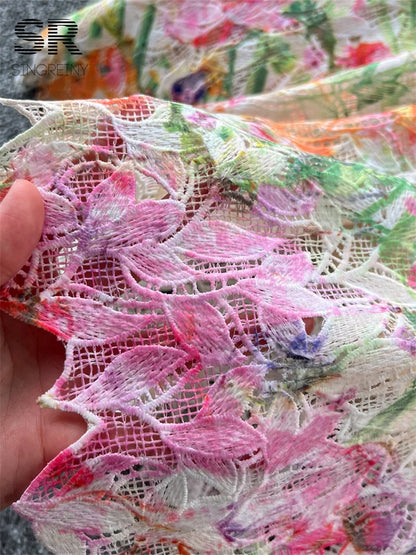 SINGREINY Floral Print Strap Dress Women French Style Hollow Out Zipper Design Ladies Summer Mesh Elegant Vacation Maxi Dress