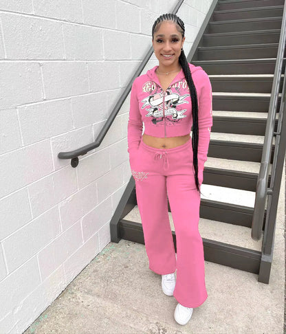 Hoodie Tops Jackets 2 Piece Pant Set Sexy Outfits Women Winter Fall Designer Clothes Bodycon Elegant 2 Piece Pant Sets