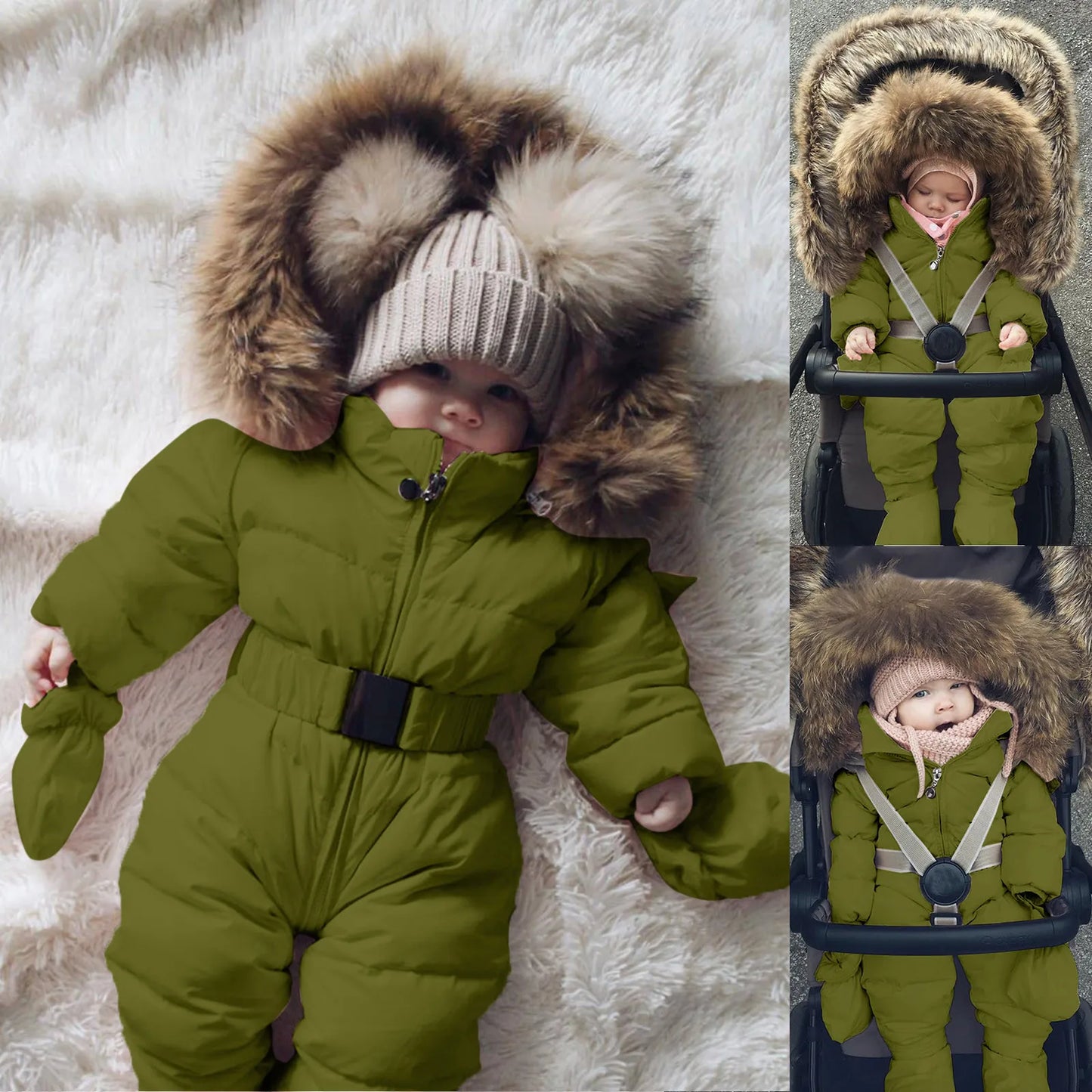 Winter Hooded Jumpsuit for Girls Boys Baby Ski Clothing Overalls Snowsuit for Children Kids Ski Coat Jacket Rompers 1/2 Years 2T