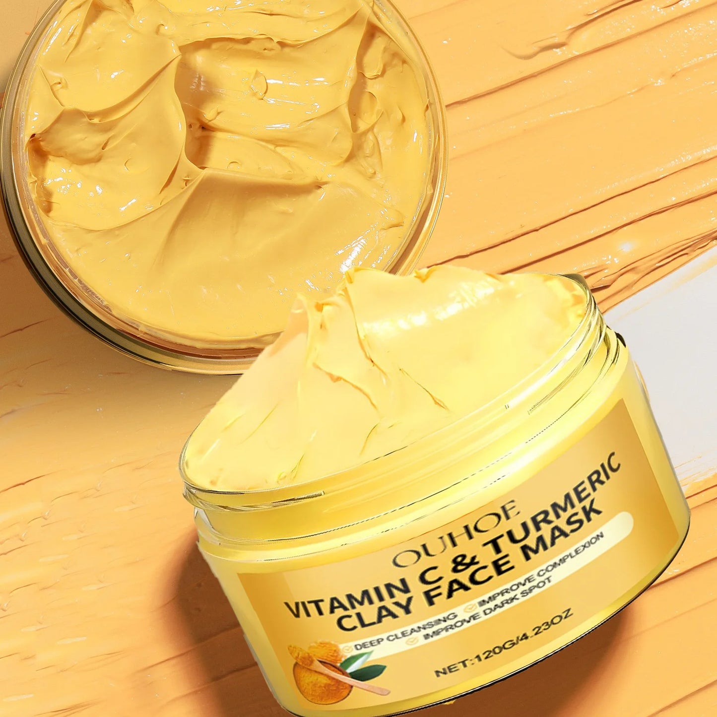 Turmeric Vitamin C Clay Mask  Deep Cleansing Facial Improves Dark Spots  Acne Hydrating Skin Care Tightens Skin Evens Skin Tone