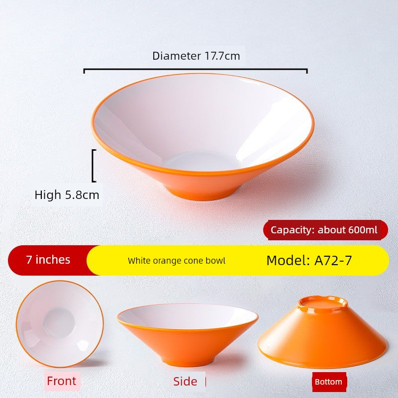Melamine Rain-Hat Shaped Bowl Commercial Ramen Bowl River Snail Rice Noodle Bowl Noodle Restaurant Dedicated Noodles with Soy Sauce Wonton Pig's Knuckle Rice Spicy Hot Large Bowl