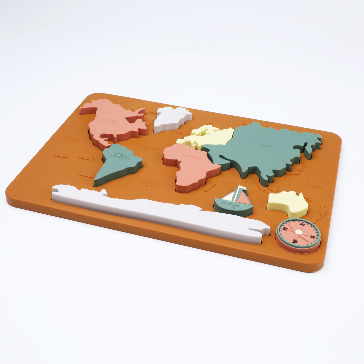 Baby Montessori Learning Educational Math Toy World Map Puzzle Toys Matching Toy Soft Silicone Toy For Kids Children Accessories