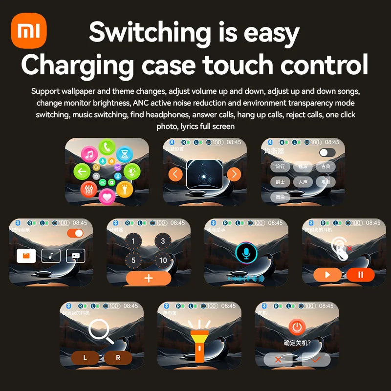 New Wireless Earphones 5.4 Smart Touch Screen Headset