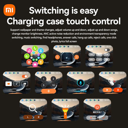 New Wireless Earphones 5.4 Smart Touch Screen Headset