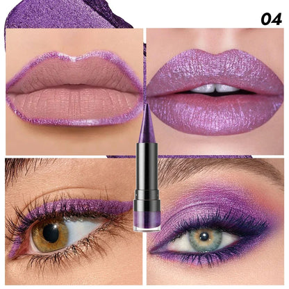 Metallic Purple Lipstick Tapered Lip Liner Waterproof Easy To Apply Non-stick Nude Red Glitter Lipstick Crayon Eyeshadow Pencil