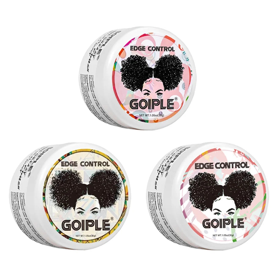GOIPLE 3 Fruity Flavours 30g Edge Control Gel Set Fixing Broken Hair Smooth Anti-Frizz Strong Hold Styling Edge Controls Wax