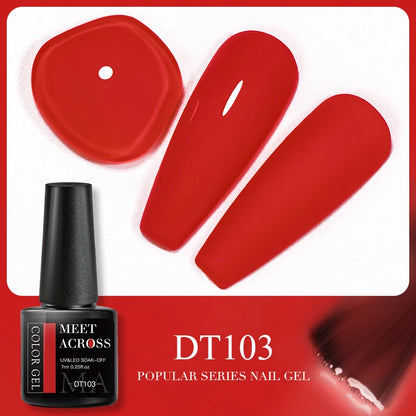 MEET ACROSS 7ml Brown Series Gel Nail Polish Autumn Coffee Color Nail Art Gel Nail Supplies Semi-Permanent Varnish Manicure