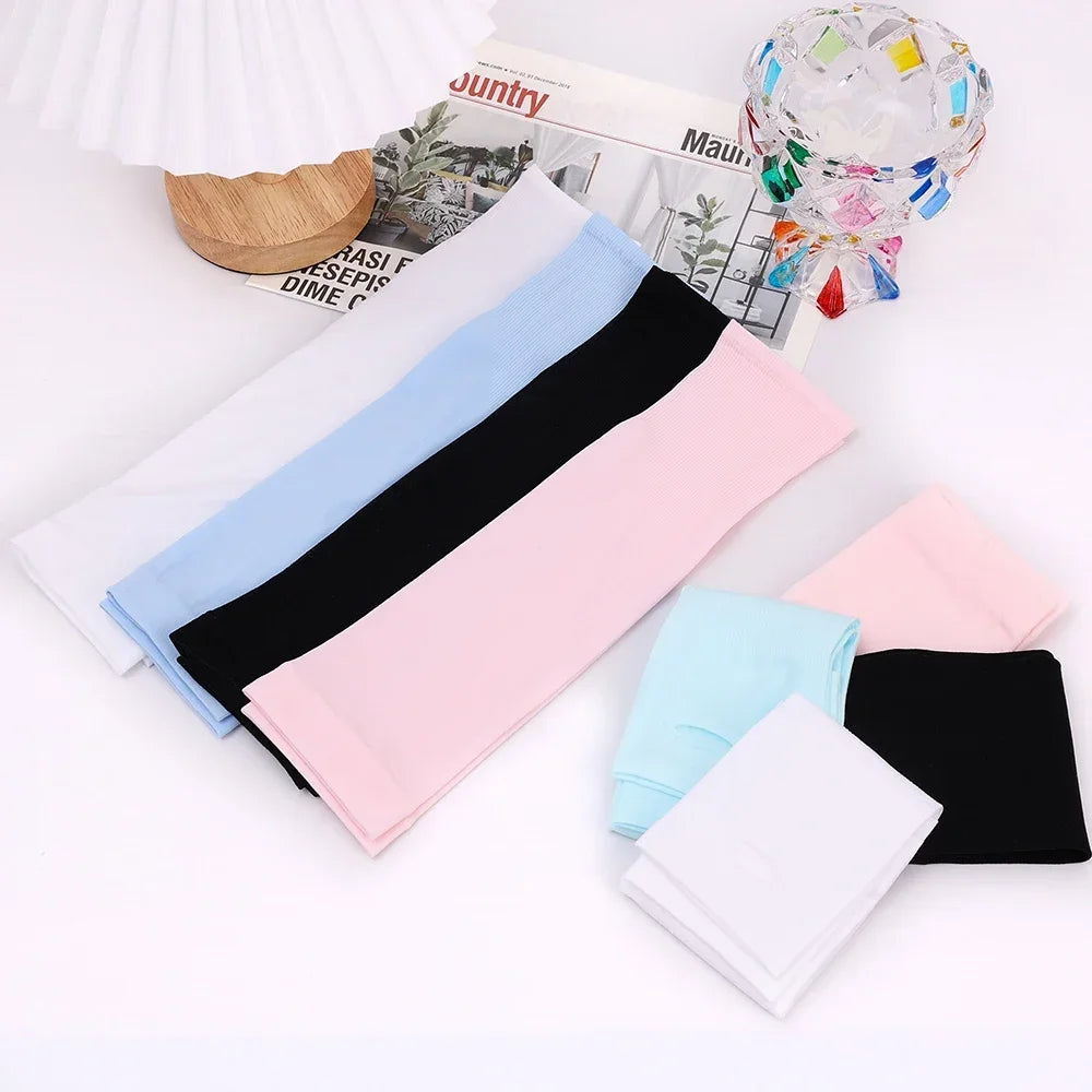 Unisex Cooling Arm Sleeves Cover Sport Running Anti-UV Sun Protection Outdoor Cycling Elastic Ice Sleeve for 4-12 Years Children