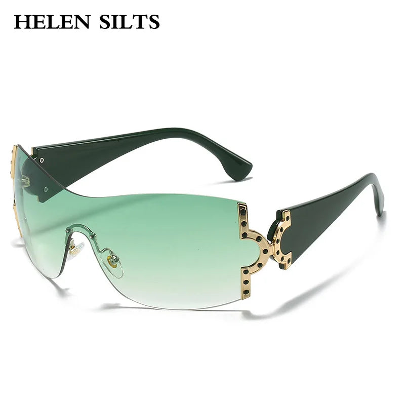 2000'S Fashion One Piece Sunglasses Women Luxury Shiny Crystal Sun Glasses