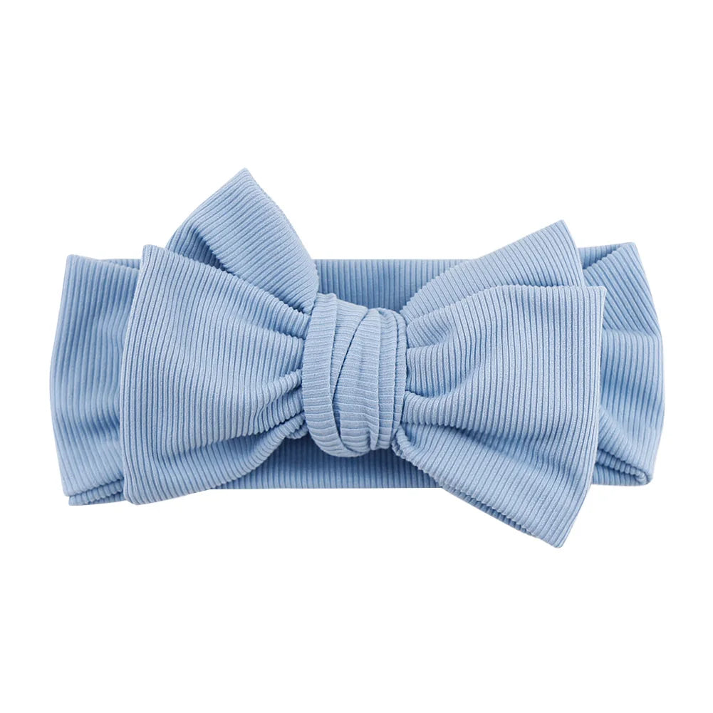 Solid Ribbed Cotton Baby Headband Big Bow Double Layers Knotted Headwraps Newborn Boys Girls Elastic Hair Bands Accessories