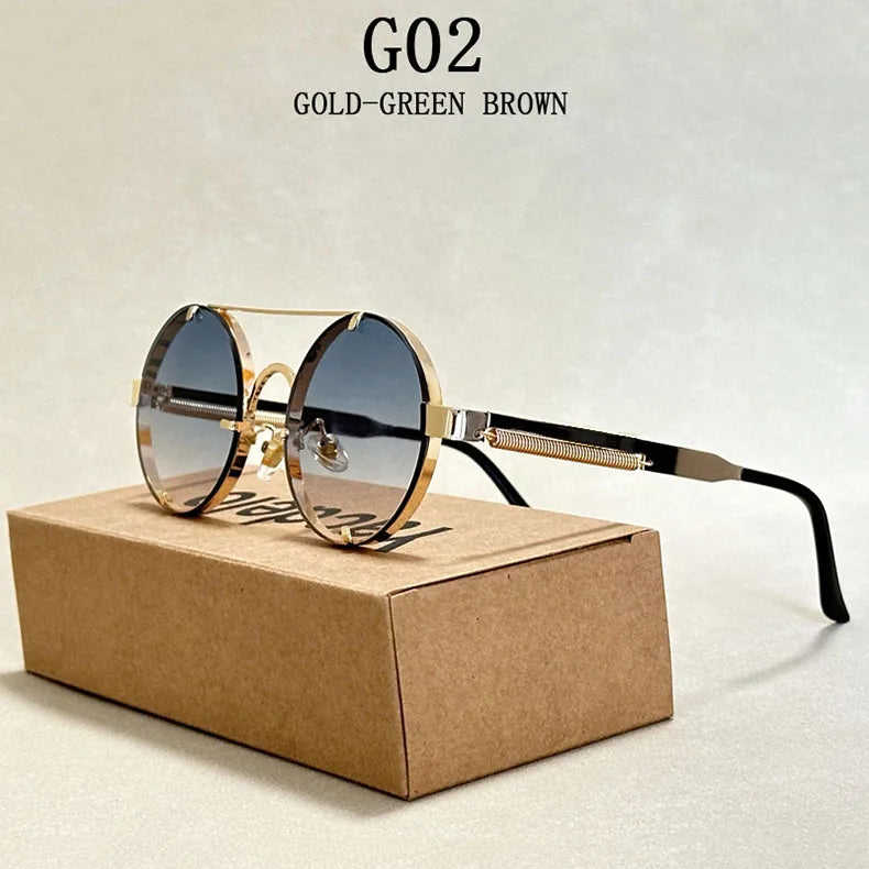 Round Steampunk Sunglasses For Men Fashionable Punk Sunglasses Women Trendy Vintage Fashion Glasses Retro Gafas De Sol Hombre
