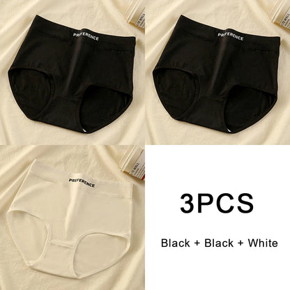 3PCS/set Color Panties Cotton Women Comfortable High-waist Underwear Soft Lingerie Breathable Female Panty Fitness Sports Briefs