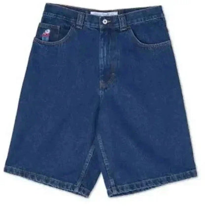 Hip Hop Rhinestones Graphical Baggy Jeans Blue Streetwear Y2k Gothic Shorts