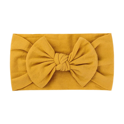 1Pc Simple Solid Color Broadside Bowknot Headband for Baby Girl Elastic Hair Band Basic Turban Headwear Infant Hair Accessories