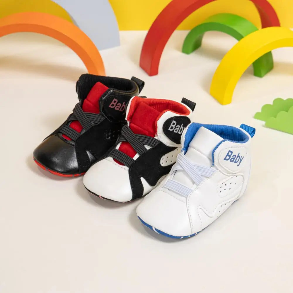 Meckior New Classic Basketball Baby Shoes 3 Colors High Top Casual Shoes Sneakers Soft Sole Anti-slip Infant First Toddler Shoes