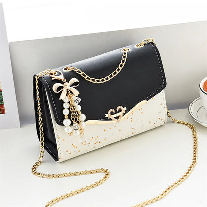 Trendy Sequin Single Shoulder Bags PU Leather Handbag with Tassel Pendant