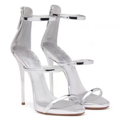 Women's Summer New Sexy Stiletto Heels Sandals Fashion High-quality Banquet Zipper Strap Combination High Heels