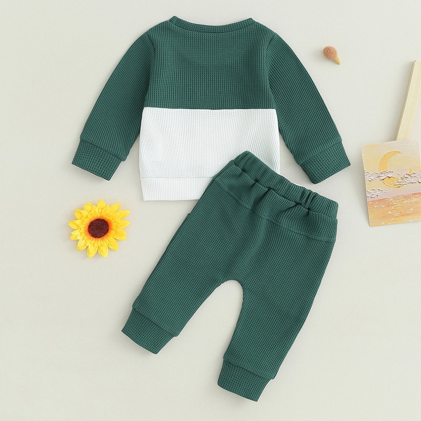 Pudcoco Infant Baby Boys Pants Set, Long Sleeve Crew Neck Contrast Color Sweatshirt Elastic Waist Sweatpants Infant Clothes 0-3T