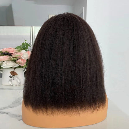 13x4 Lace Front Bob Wig With Kinky Edges Lace Human Hair