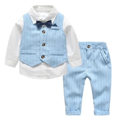 Boys Suits Clothes For Wedding Formal Party clothes Striped Baby Vest Shirt Pants Kids Boy Outerwear
