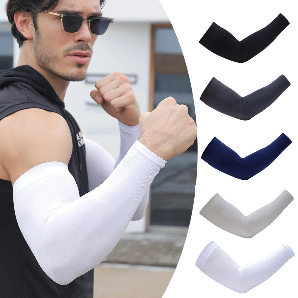 New Summer Plus Size Sun Protection Arm Sleeves For Men Quick Dry Arm Cover Ice Silk Sports Sleeve Outdoor Anti-sunburn Sleeve