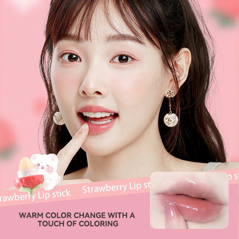 Shiji Strawberry Temperature-Changing Lip Balm — Intense Hydration, Protects and Softens Lips, Perfect for Students