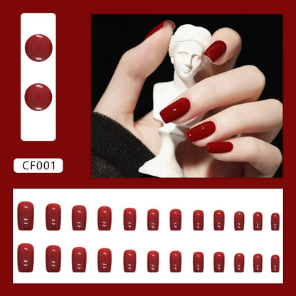 Sweet Mountain Tea Wearable Pink Press On Fake Nails Tips With Glue false nails design Butterfly Lovely Girl false nails