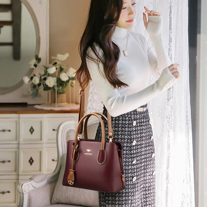 2 Layers Quality Leather Luxury Handbags Women Bags