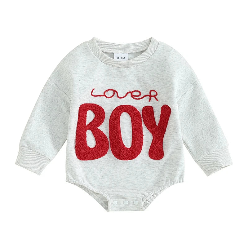 0-18M Baby Boys Sweatshirts Rompers Valentine's Day Sleeve Jumpsuit