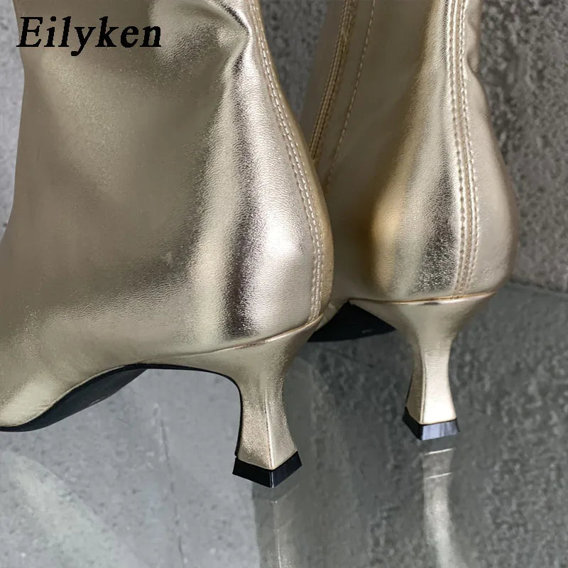 Eilyken Design Ankle Boots Women Fashion Spring Autumn Zipper Square Low Heels Comfortable Soft Leather Short Booties Shoes
