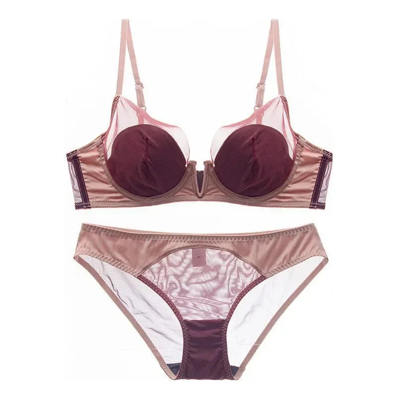 Soft Steel Ring Sexy French Ultra-thin Lace Bra Pure Desire Underwear Panty Suit Women Bras for Women
