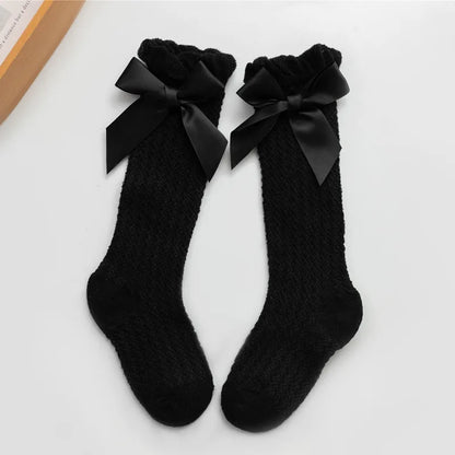 1 Pairs For Baby Girls Socks Summer Kids Knee High Long Sock Children Bow Tie Out Cotton Mesh Socks Infant Thin Soft Solid Socks