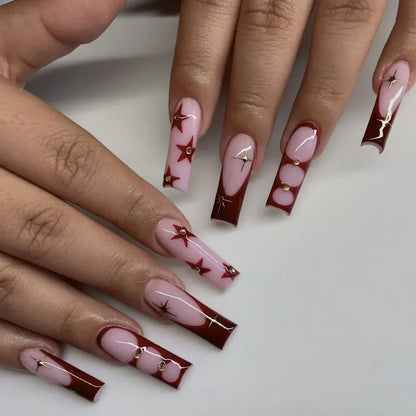 24Pcs White Butterfly False Nails Long Ballet Coffin Pearls with French Design Wearable Fake Nails Full Cover Press on Nail Tips