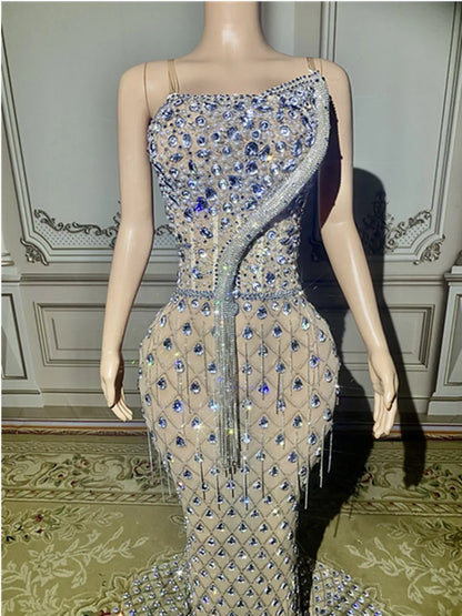 Luxury Beaded Rhinestone Tulle Cocktail Dresses