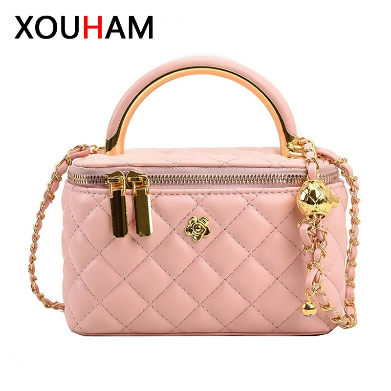 Women PU Leather British Style Handbag Ladies Chain Crossbody Bags