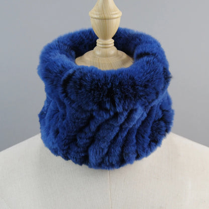 Good Elastic Rex Rabbit Fur Ring Scarves Winter Warm Women Genuine Rex Rabbit Fur Scarf Knitted Real Natural Fur Wraps Headbands