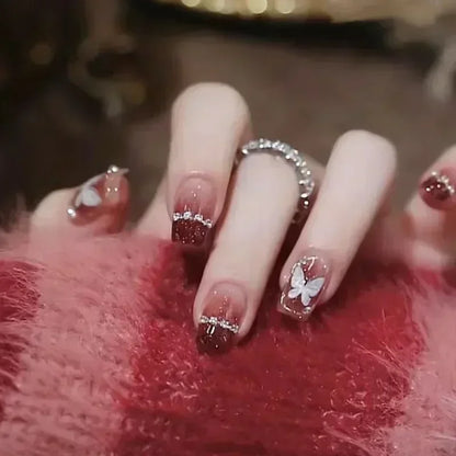 24Pcs French Tip  Press on Nails Short Coffin False Nails Simple Wearable Fake Nails Frosted Full Cover Press on Nail Tips Art