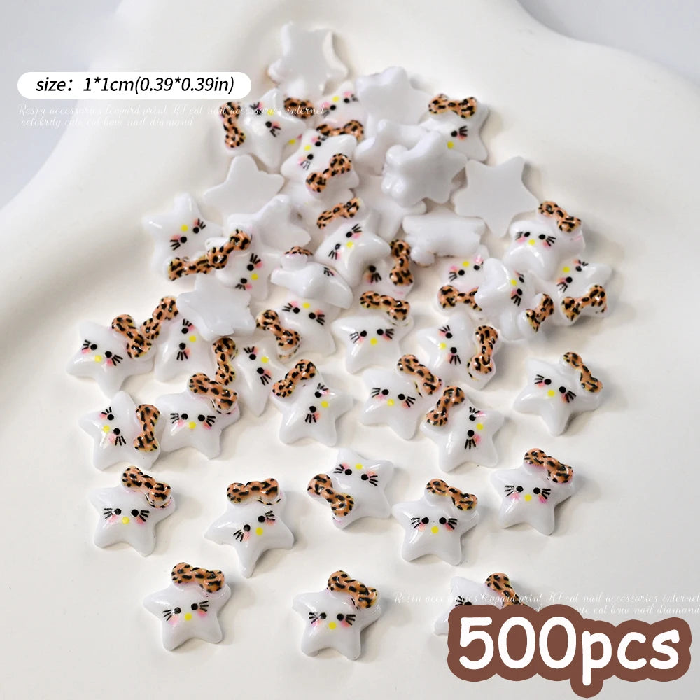 500pcs Cute Sanrio Nail Art Charms 3D Pink Bow Hello Kitty Cinnamoroll Nail Decoration