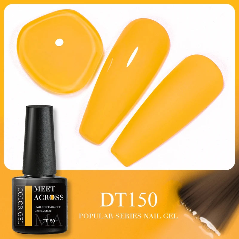 MEET ACROSS 7ml Brown Series Gel Nail Polish Autumn Coffee Color Nail Art Gel Nail Supplies Semi-Permanent Varnish Manicure