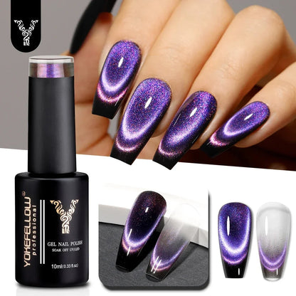 YOKEFELLOW 2025 New Dreamland Cat Eye Gel Nail Polish 10ml Dual Gloss Dreamland Color Soak Off Cat Magnetic UV Gel Varnish DIY