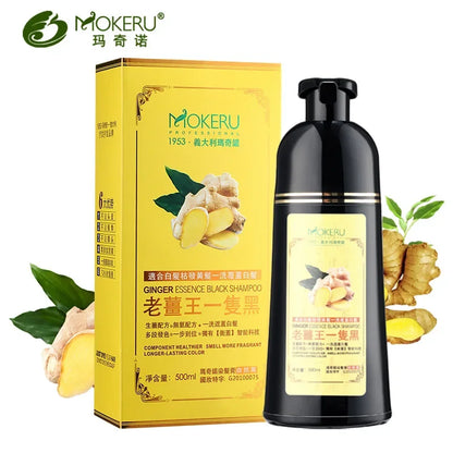 Mokeru 1pc  Ginger shampoo Herbal Non Allergic Natural Fast Blacking Gray Hair Dye Black Shampoo Dye For White Hair Coloring