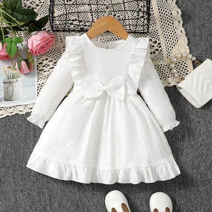 0-3 Year old Baby girl Dress Solid Color Bow Ruffle Princess Dress Suitable for Toddlers Baby girl Spring  autumn Dress