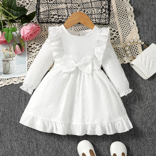 0-3 Year old Baby girl Dress Solid Color Bow Ruffle Princess Dress Suitable for Toddlers Baby girl Spring  autumn Dress