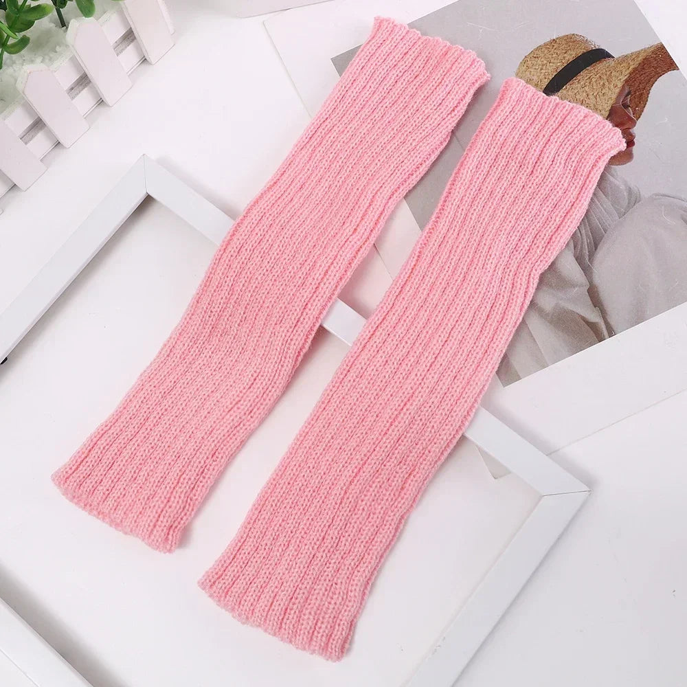 Long Fingerless Gloves Women‘s Mitten Winter Arm Warmer Knitted Arm Sleeve Fine Casual Soft Girls Goth Clothes Punk Gothic Glove