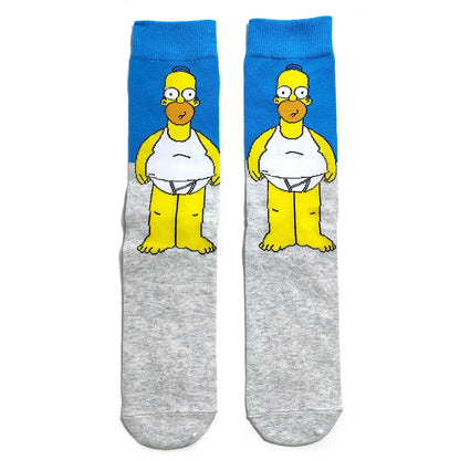 Simpsons Cartoon Anime Funny Socks Men Hip Hop Print Novelty Crazy Sokken Hip Hop Unisex Comfortable Skateboard Happy Meias